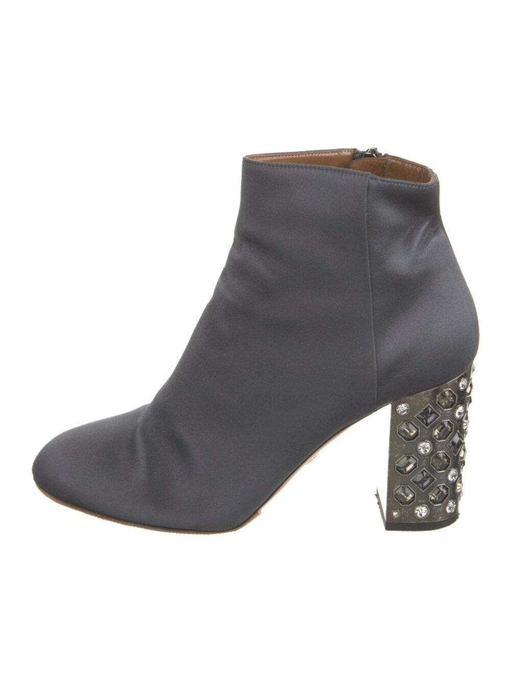 Elegant Aquazzura Satin Crystal Embellished Ankle Boots